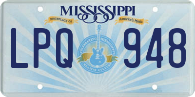 MS license plate LPQ948