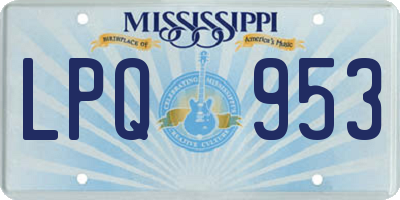 MS license plate LPQ953
