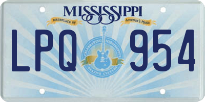 MS license plate LPQ954