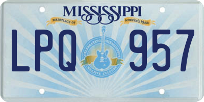 MS license plate LPQ957