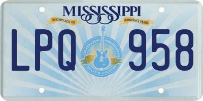MS license plate LPQ958