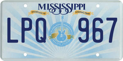 MS license plate LPQ967