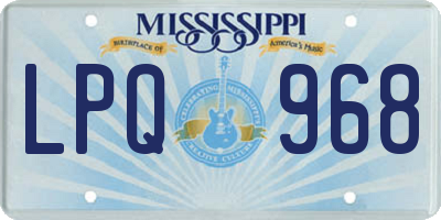 MS license plate LPQ968