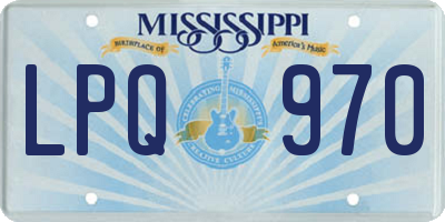 MS license plate LPQ970