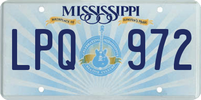 MS license plate LPQ972