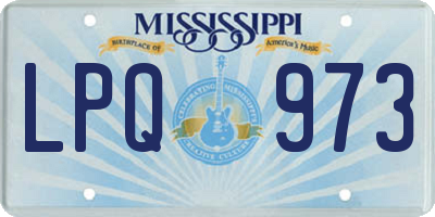 MS license plate LPQ973