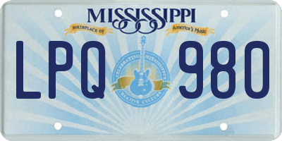 MS license plate LPQ980
