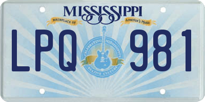 MS license plate LPQ981