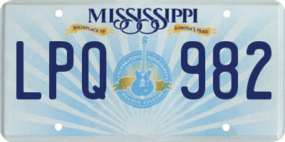 MS license plate LPQ982