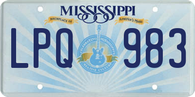 MS license plate LPQ983