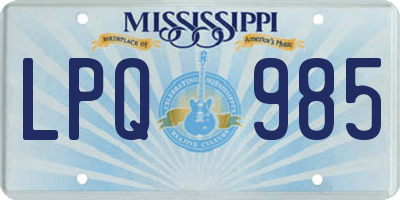 MS license plate LPQ985