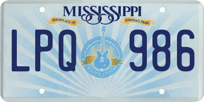MS license plate LPQ986