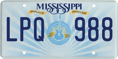 MS license plate LPQ988