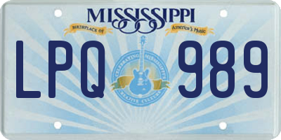 MS license plate LPQ989