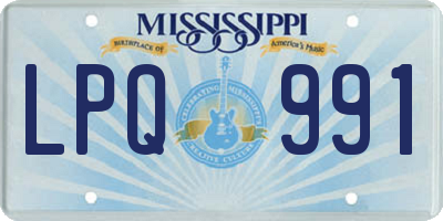 MS license plate LPQ991