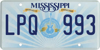 MS license plate LPQ993