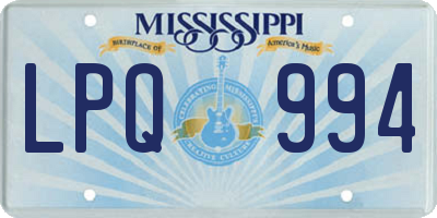 MS license plate LPQ994
