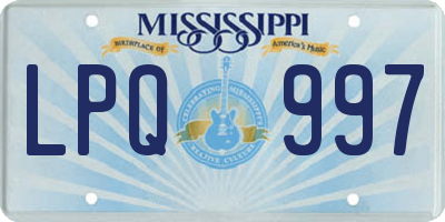 MS license plate LPQ997