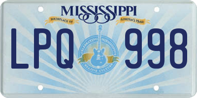 MS license plate LPQ998