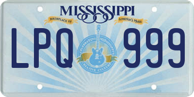 MS license plate LPQ999