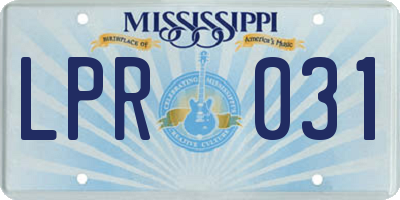 MS license plate LPR031