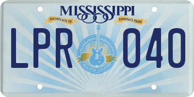 MS license plate LPR040