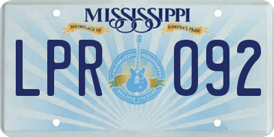 MS license plate LPR092