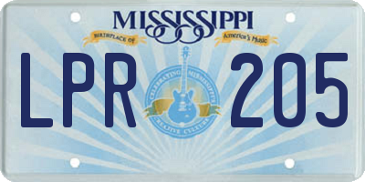 MS license plate LPR205