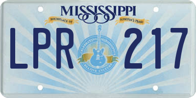 MS license plate LPR217
