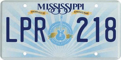 MS license plate LPR218