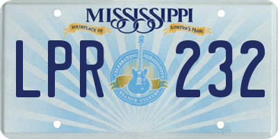 MS license plate LPR232