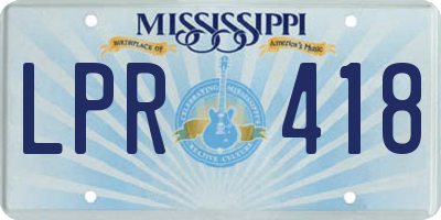 MS license plate LPR418
