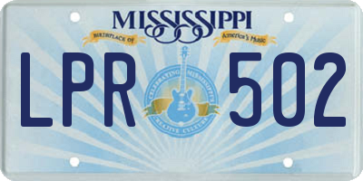 MS license plate LPR502