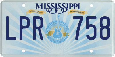 MS license plate LPR758