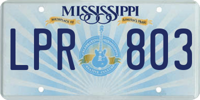MS license plate LPR803