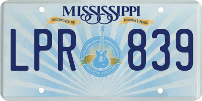 MS license plate LPR839