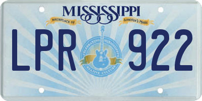 MS license plate LPR922