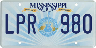 MS license plate LPR980