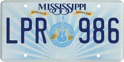 MS license plate LPR986