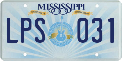 MS license plate LPS031