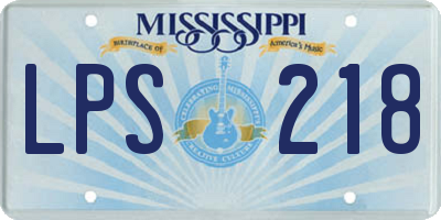MS license plate LPS218