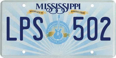 MS license plate LPS502