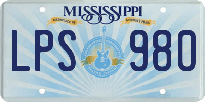 MS license plate LPS980