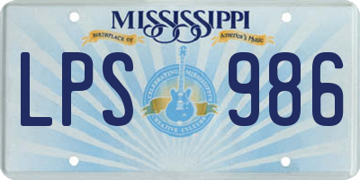 MS license plate LPS986