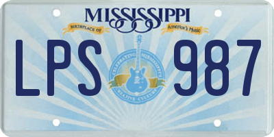 MS license plate LPS987