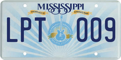 MS license plate LPT009