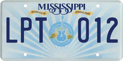 MS license plate LPT012