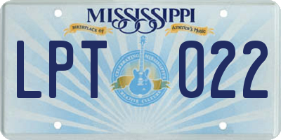 MS license plate LPT022