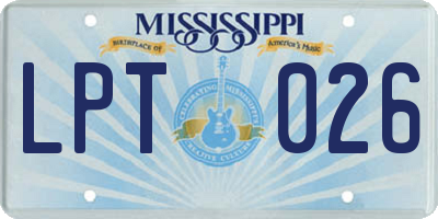 MS license plate LPT026
