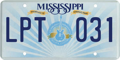MS license plate LPT031
